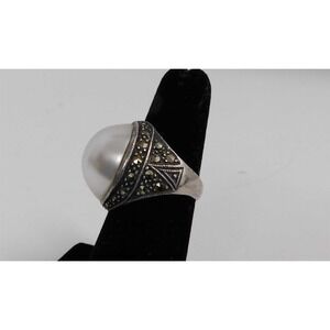 Judith Jack .925 Sterling Silver Pearl Ring 8.93 gram sz‎ 6.25